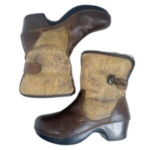 Dansko Stormy Women's Brown Leather Fur Lined Heeled Boots Booties Size 11.5 12